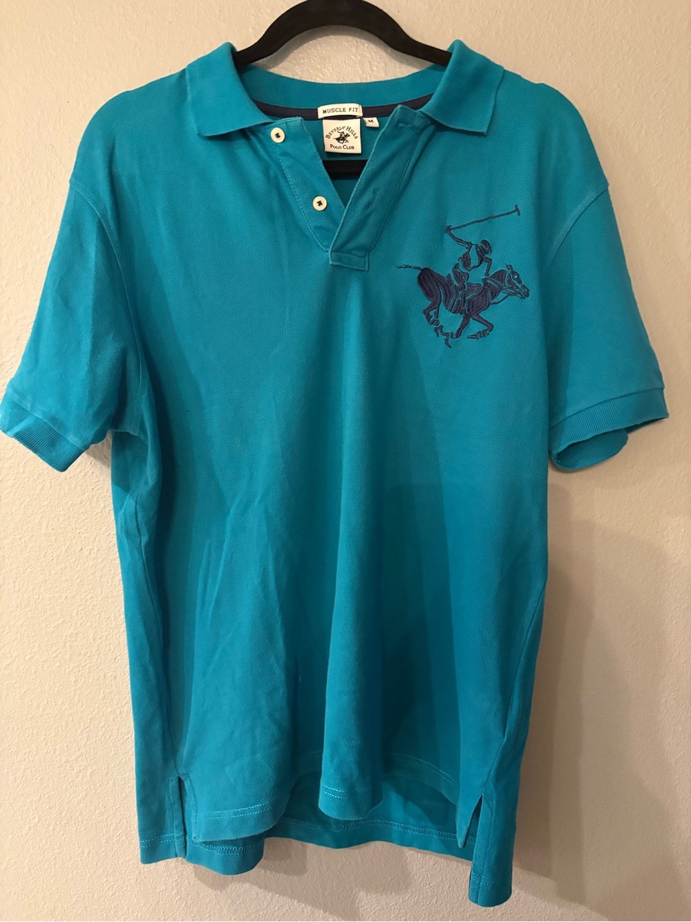 Beverly Hills Polo Club Bright Teal Polo with Embroidered Rider